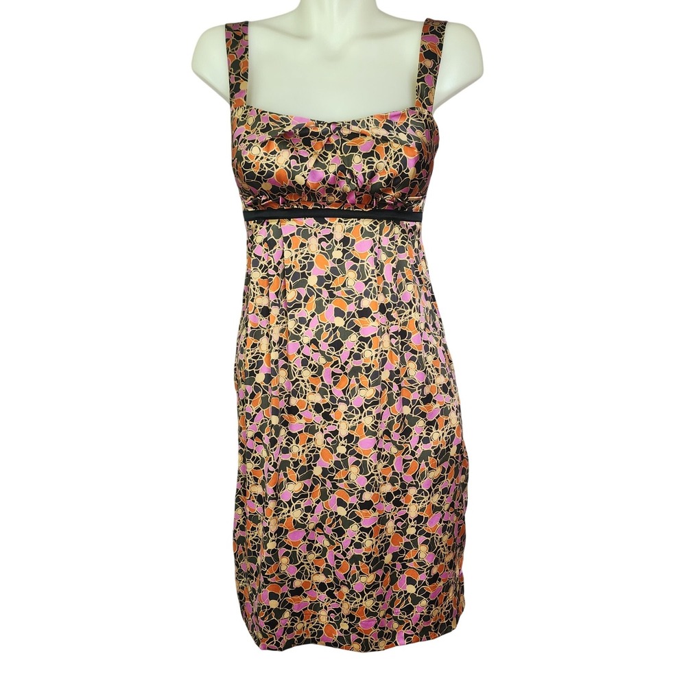 Diane von Furstenberg DVF Silk Sheath Dress Abstract Print Pink Orange Size 2